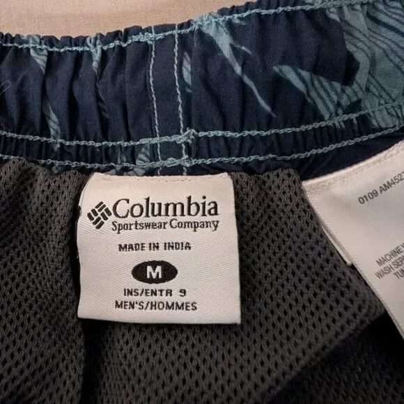 ⭐Columbia Men's Swim Shorts Blue Navy Palm Print Hidden Pocket Size Medium⭐ - Picture 8 of 12